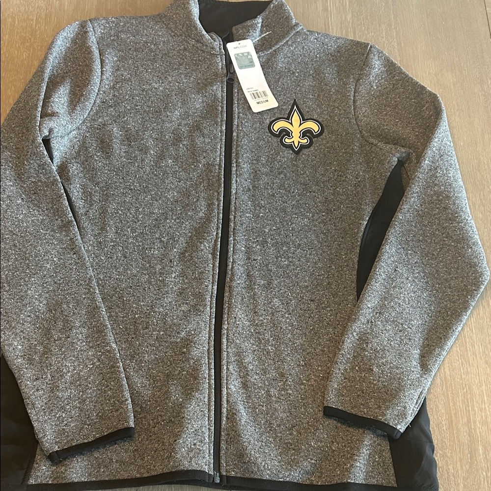 NFL Gray and Gold‎ Zip-Up Saints Jacket